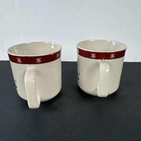Royal Seasons‎ Stoneware Snowman Coffee/Tea Cups Set Of 2 - Picture 4 of 8